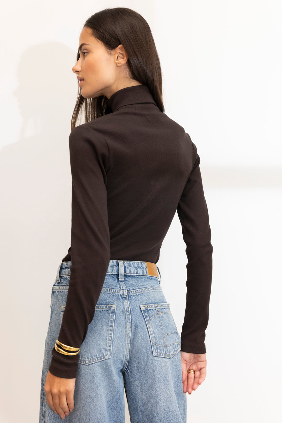 Petra Rib Turtleneck - Dark brown