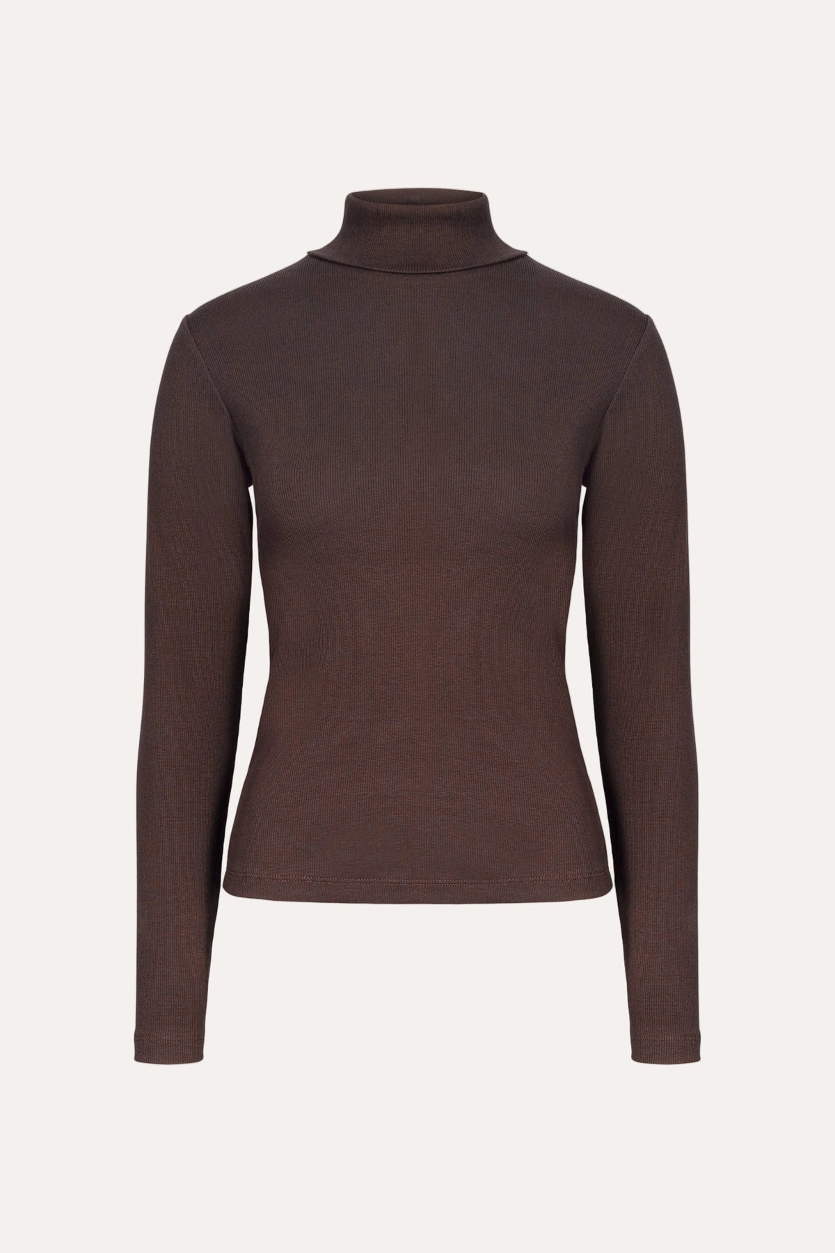 Petra Rib Turtleneck - Dark brown