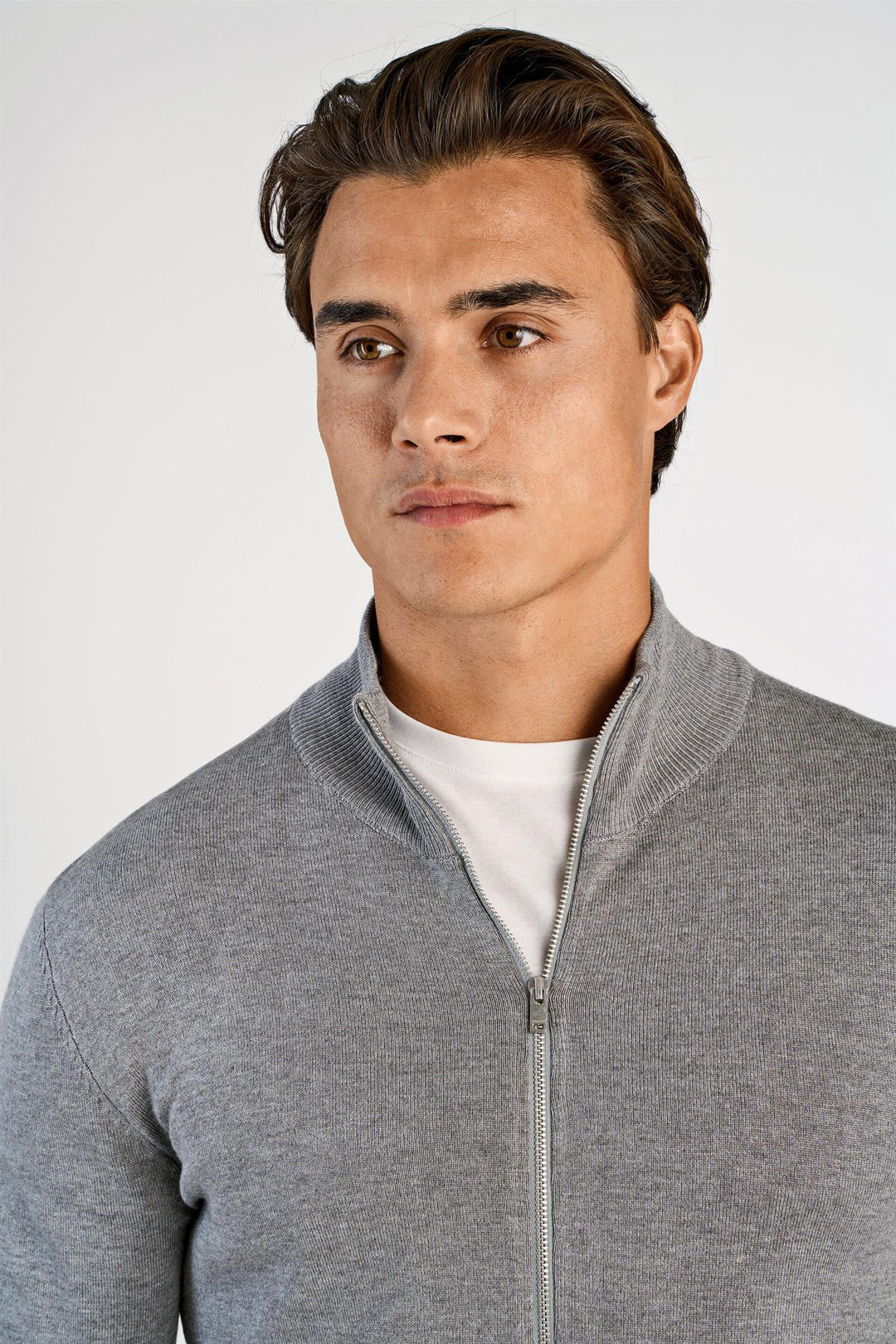 Ecovero Zip Cardigan Grey Stone Mix