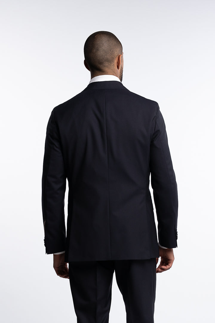 Farris Regular Fit Double Breasted Wool Blazer Dark Navy