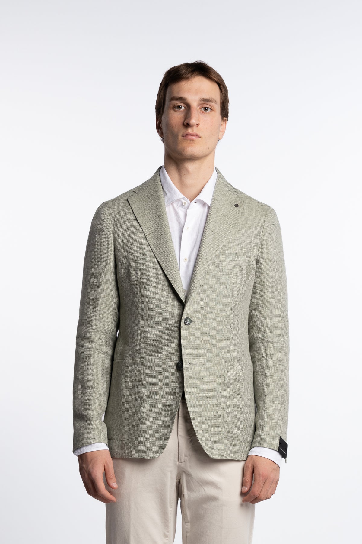 Linen/Wool Slim Fit Blazer Light Green