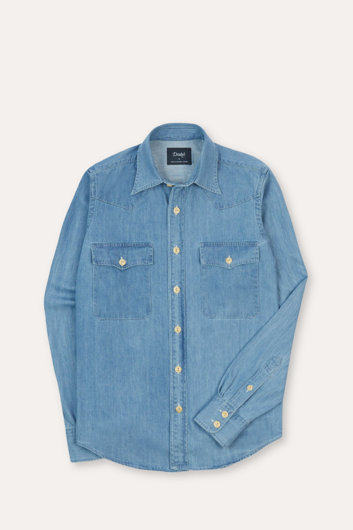 Denim Two-Pocket Western Shirt Bleach Wash