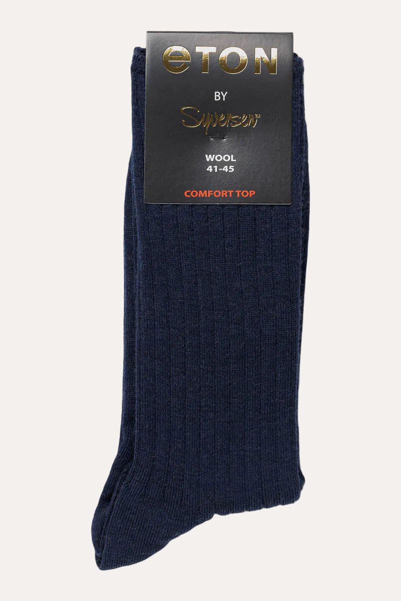 Eton Wool Rib Comfort Top sokker, Dark Blue