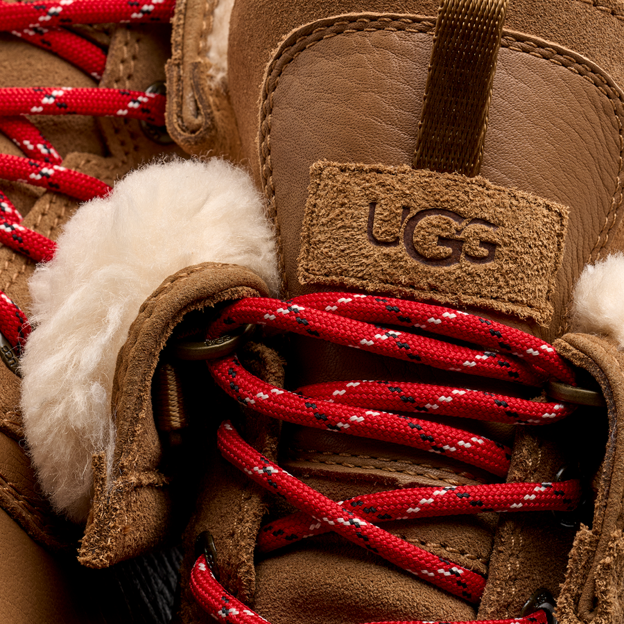 Adirondack Boot XXV Chestnut – detalj av snøring og logo