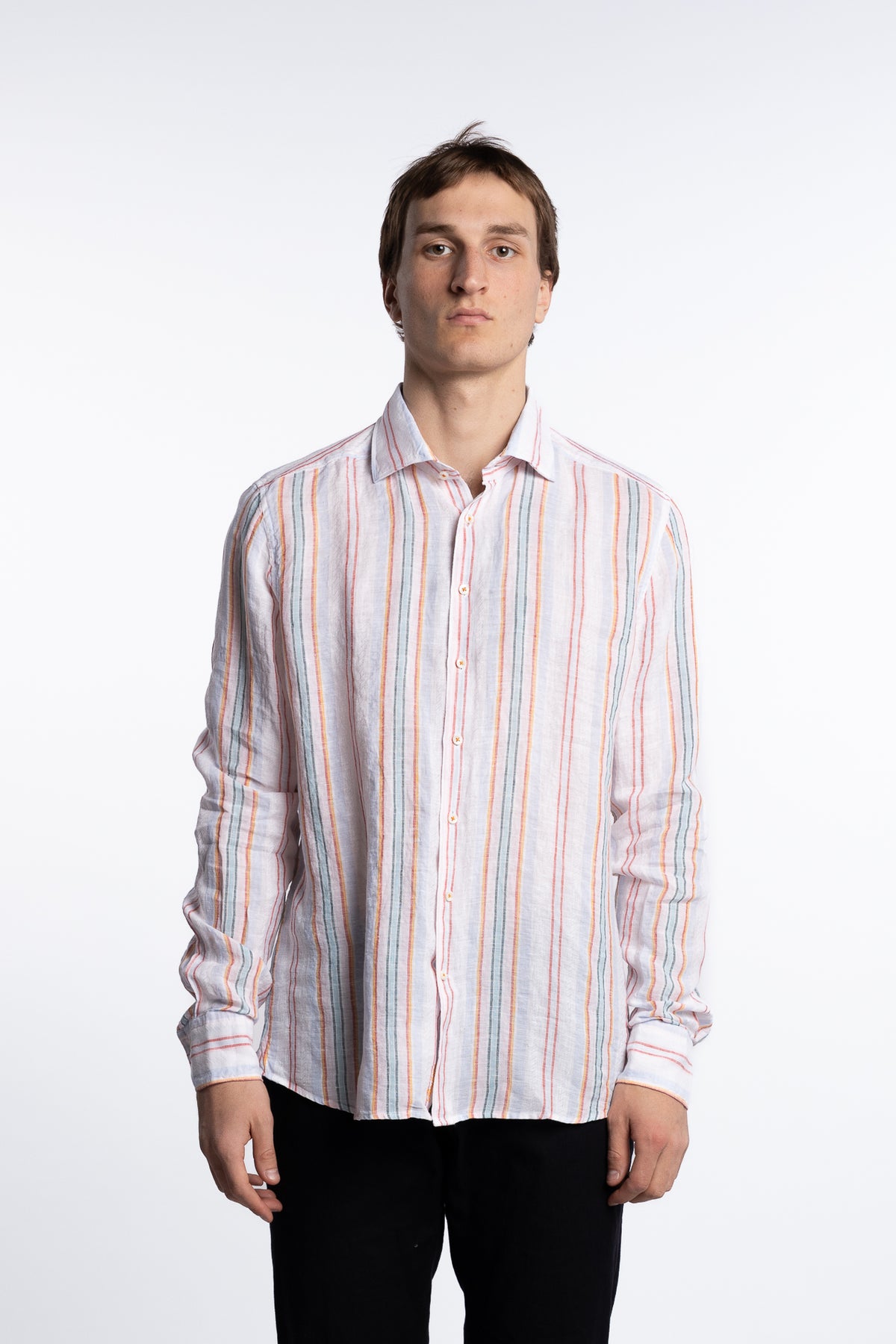 Slimline Linen Shirt Multi Stripe