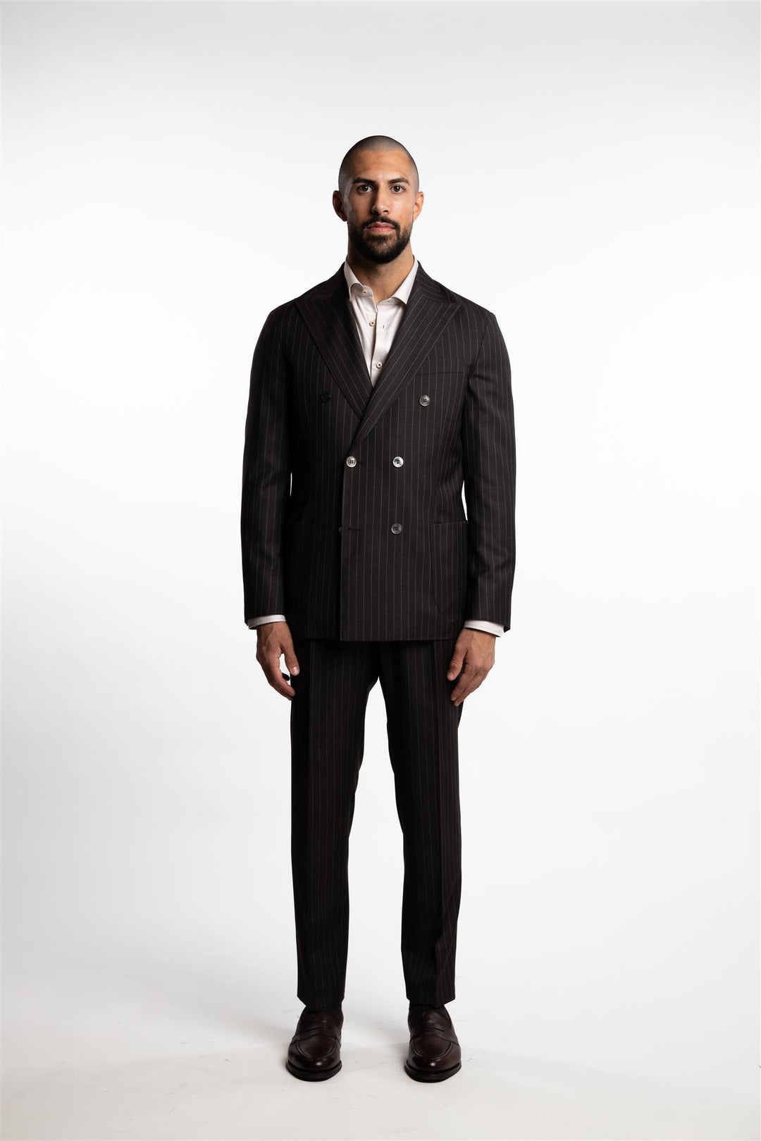 Vicenza DB Wool Blazer Dark Brown Pinstripe