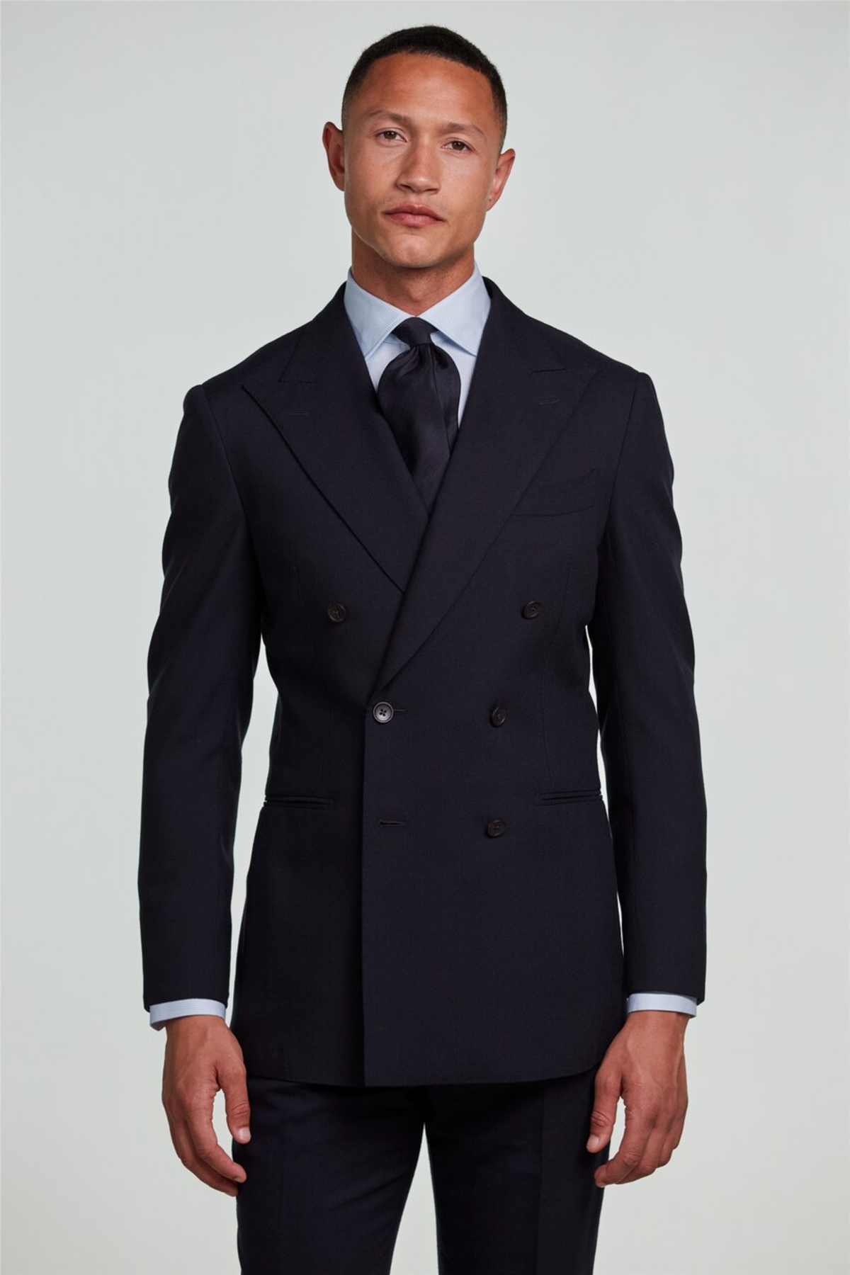 Slimline Pinstriped Twill Shirt Light Blue