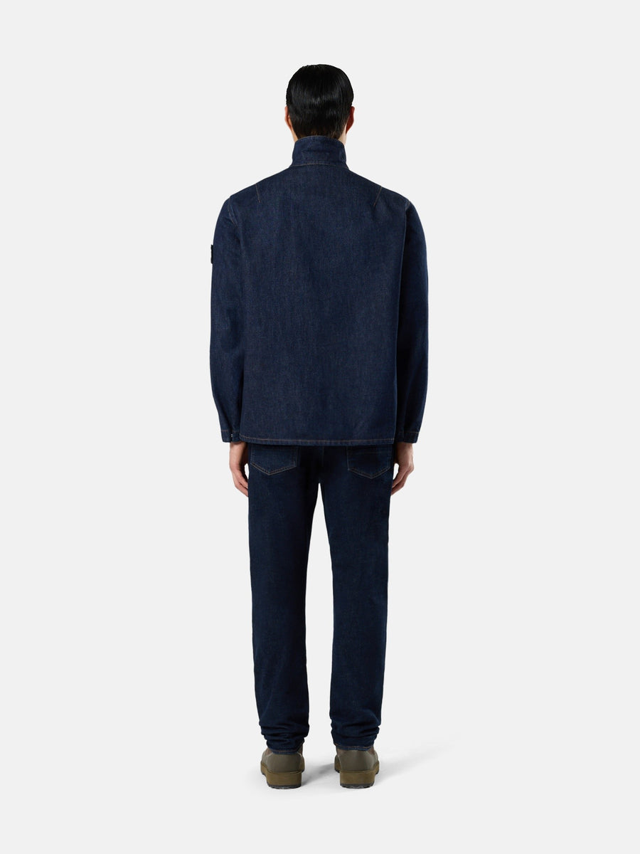 1200002 Indigo Denim-Rinsed Comfort-fit overshirt
