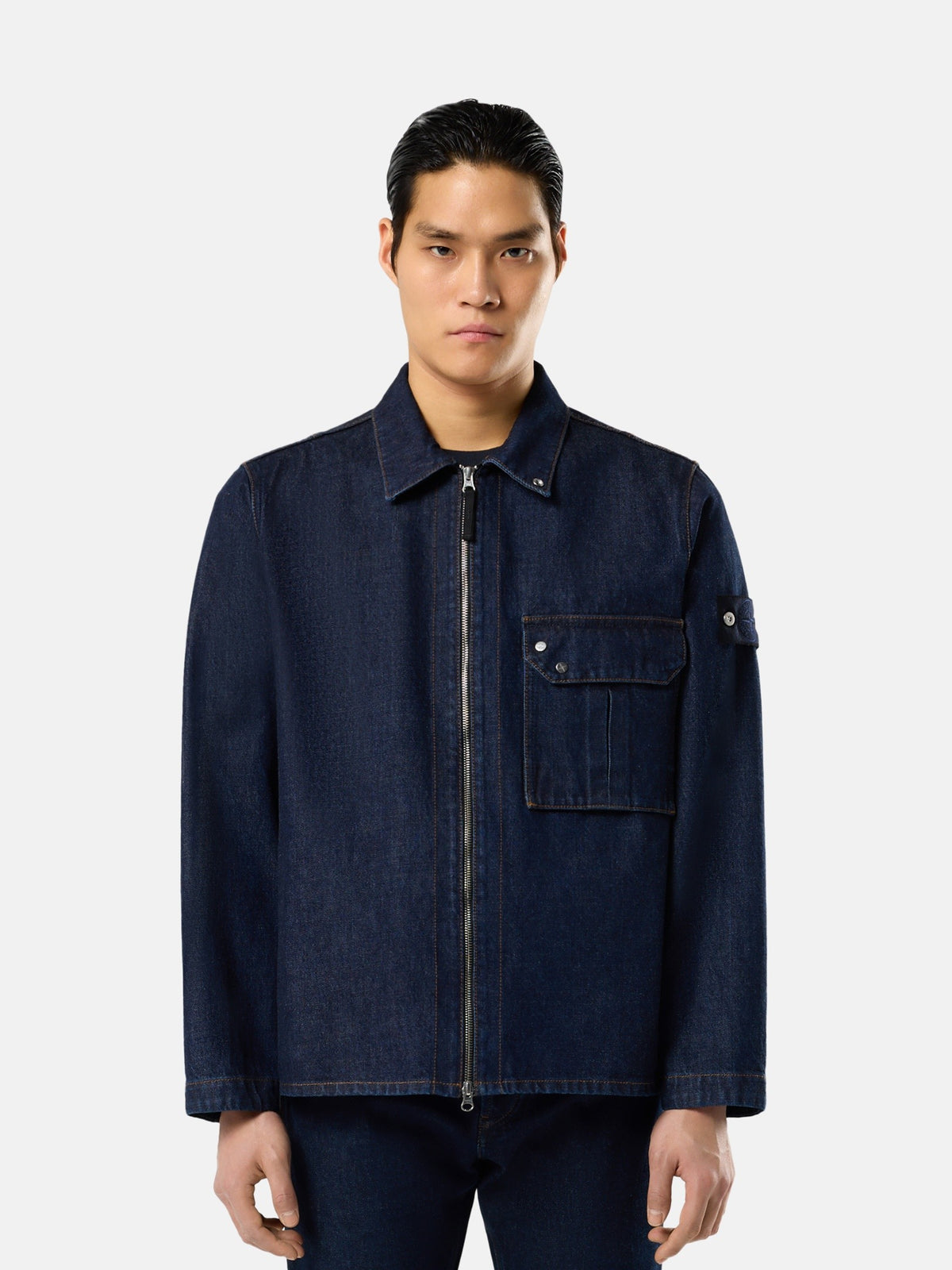 1200002 Indigo Denim-Rinsed Comfort-fit overshirt