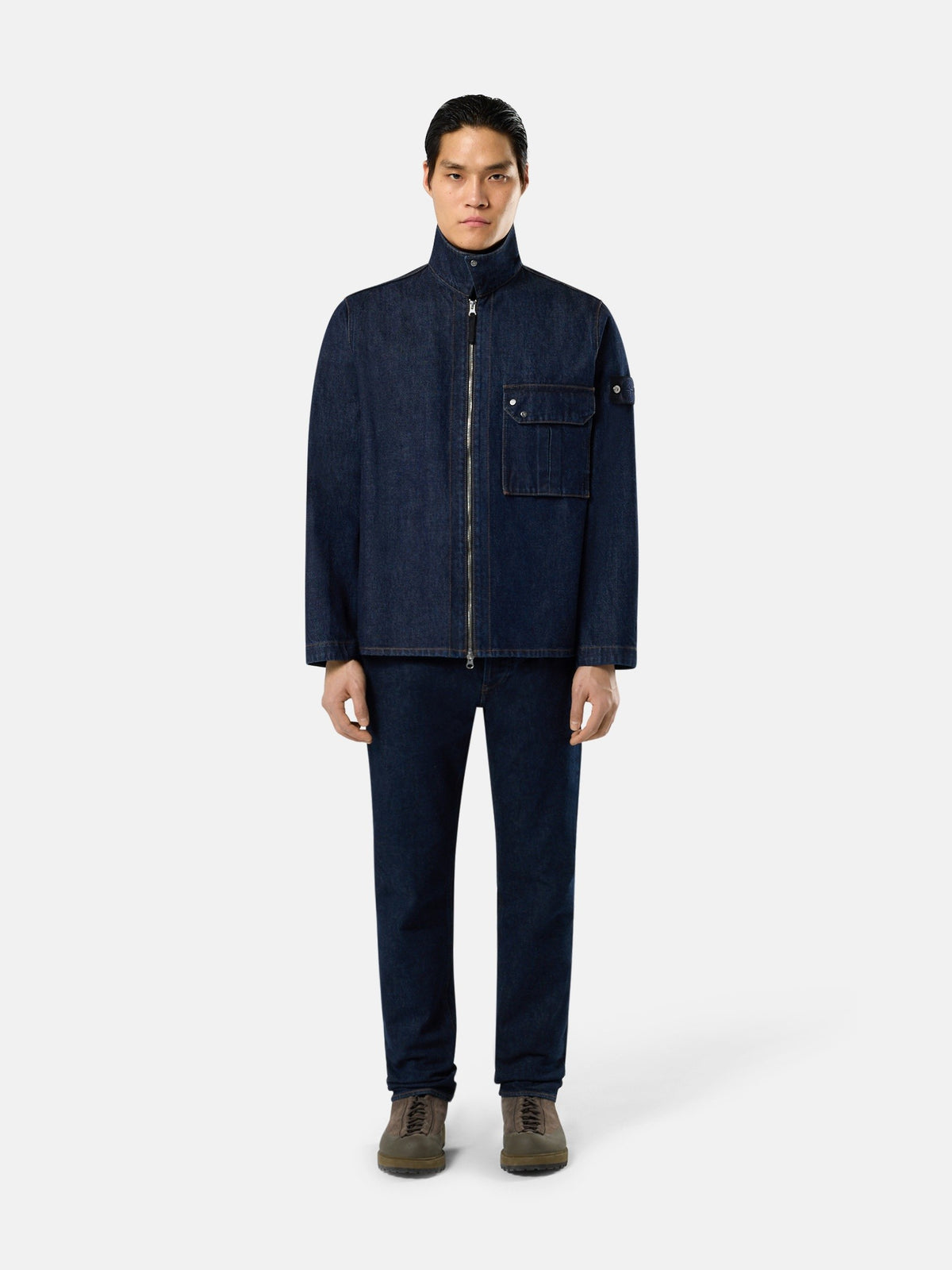 1200002 Indigo Denim-Rinsed Comfort-fit overshirt