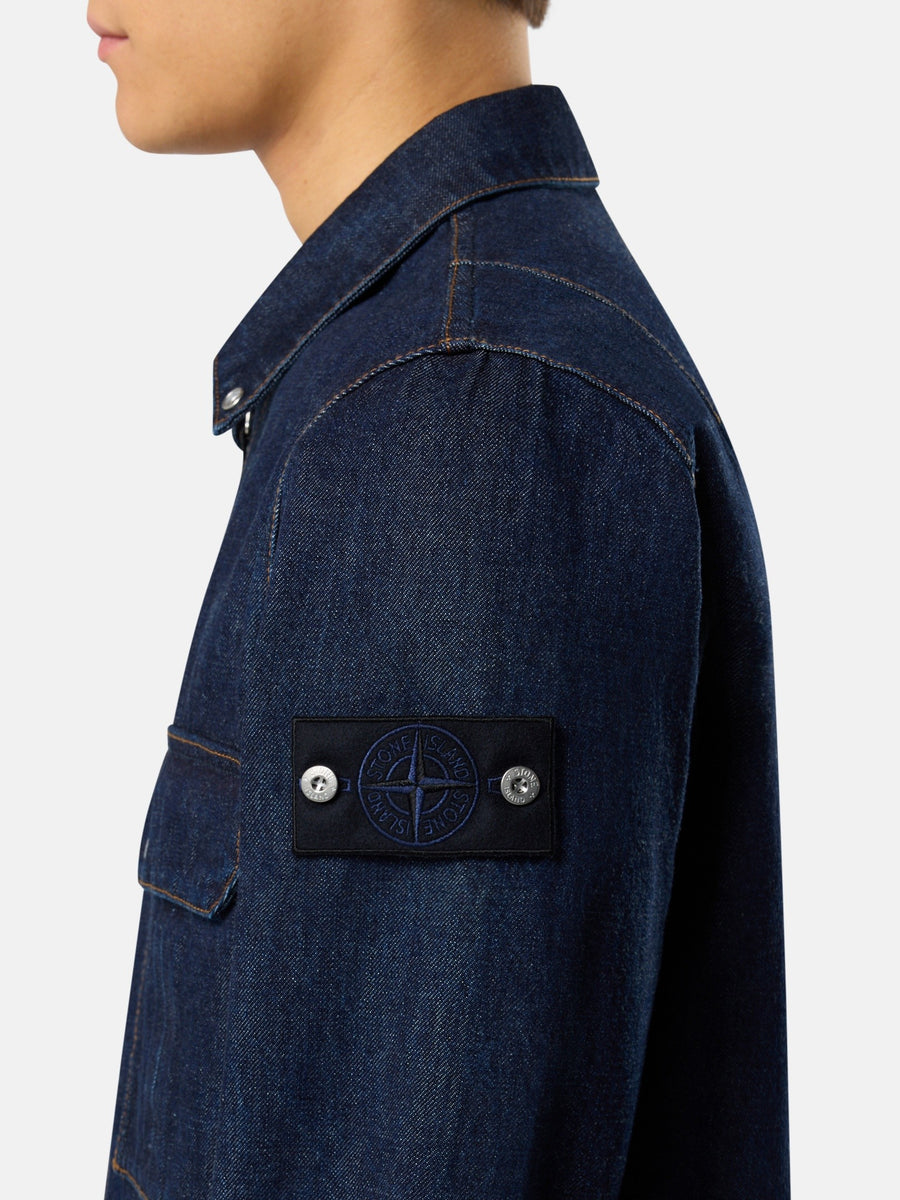 1200002 Indigo Denim-Rinsed Comfort-fit overshirt