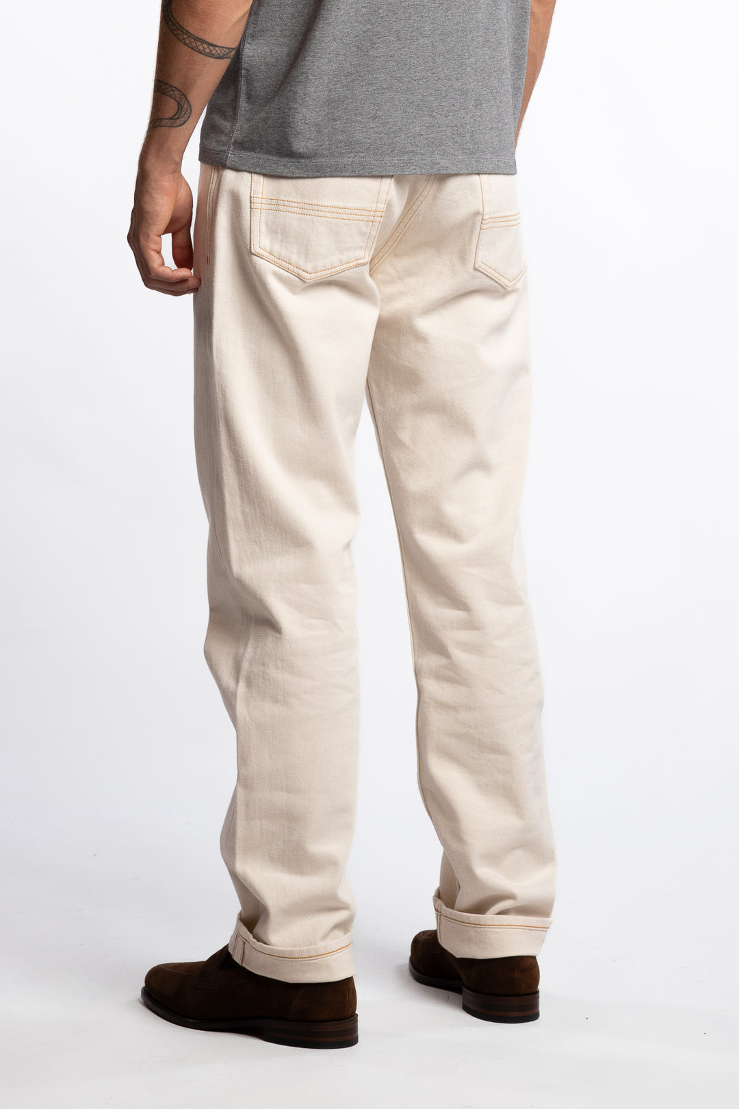13,2 Oz 5-Pocket Mid-Waist Japanese Selvedge Denim Ecru Wash