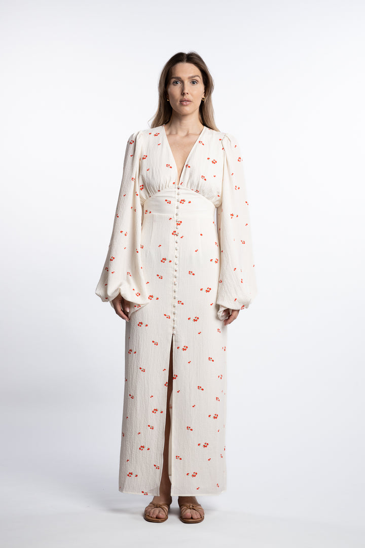 Positano dress- White/Red
