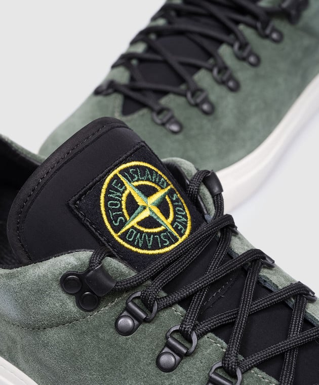 Compass-motif Sneakers Suede Green