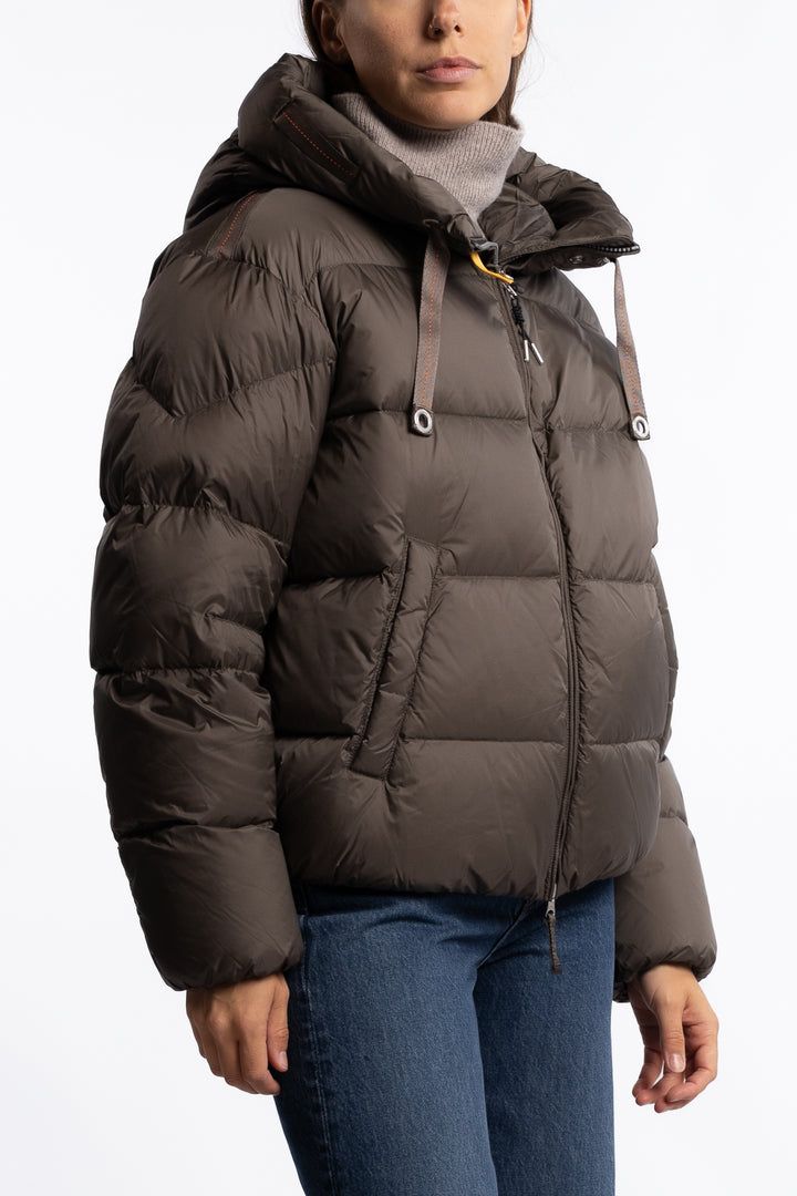 Tilly Hooded Down Jacket - Olive Grey
