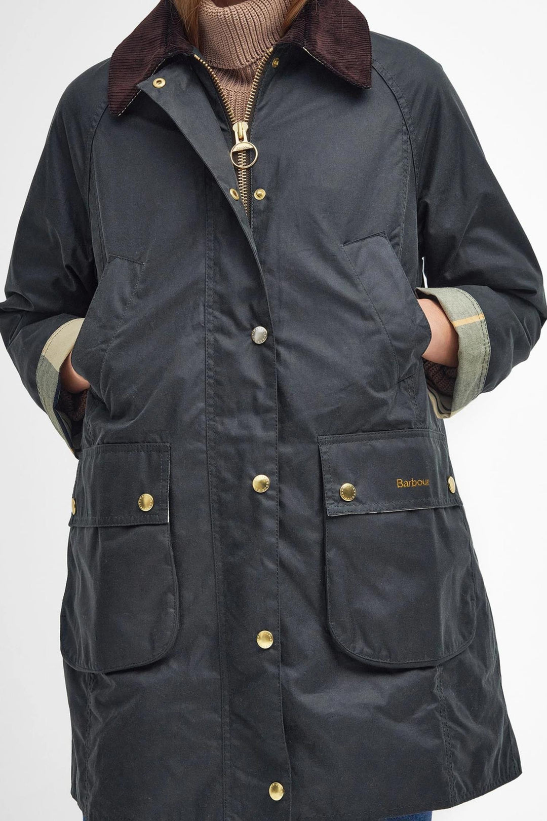 Long Beadnell Wax Jacket- Sage