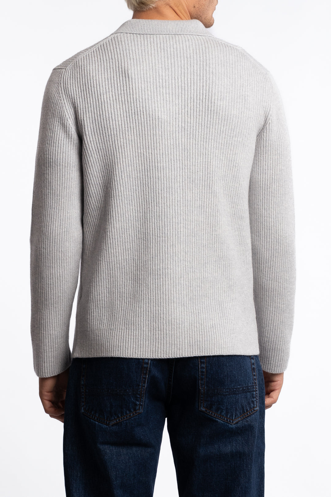 Cashmere Ribbed Knit Shirt Grey