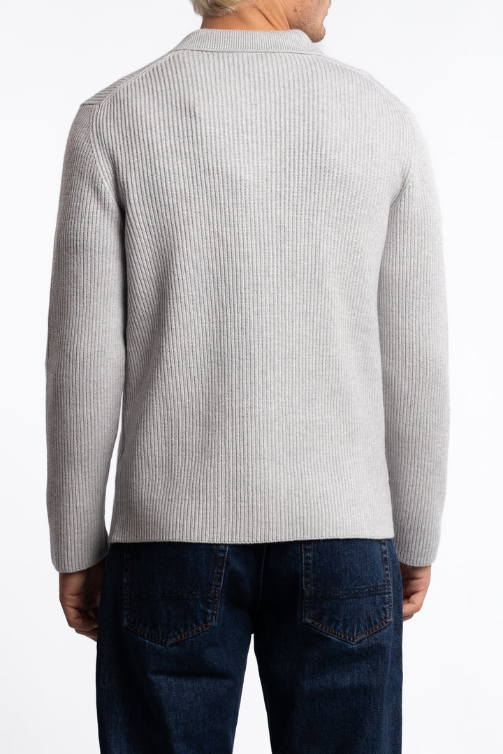 Cashmere Ribbed Knit Shirt Grey