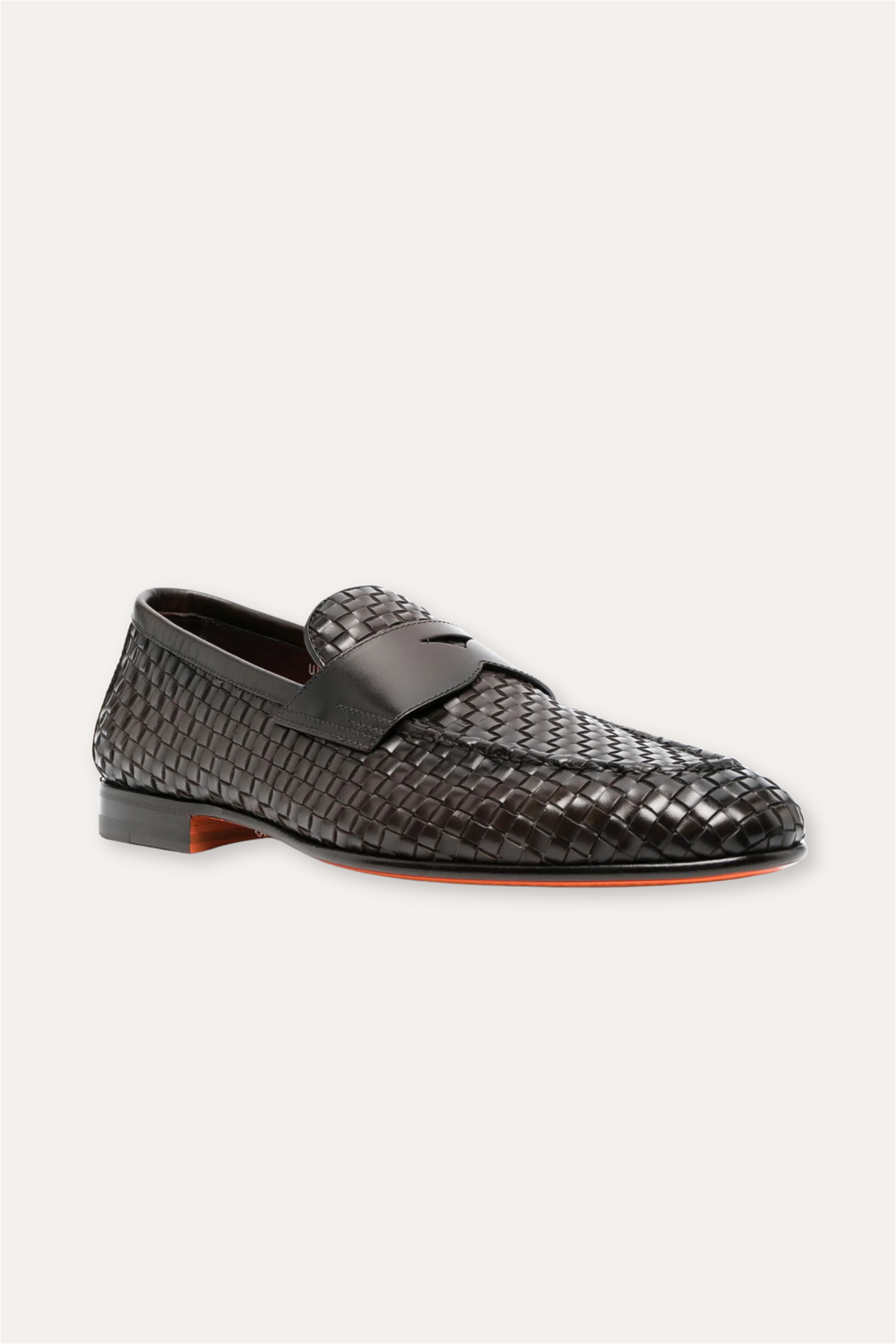 Woven Leather Loafer Dark Brown