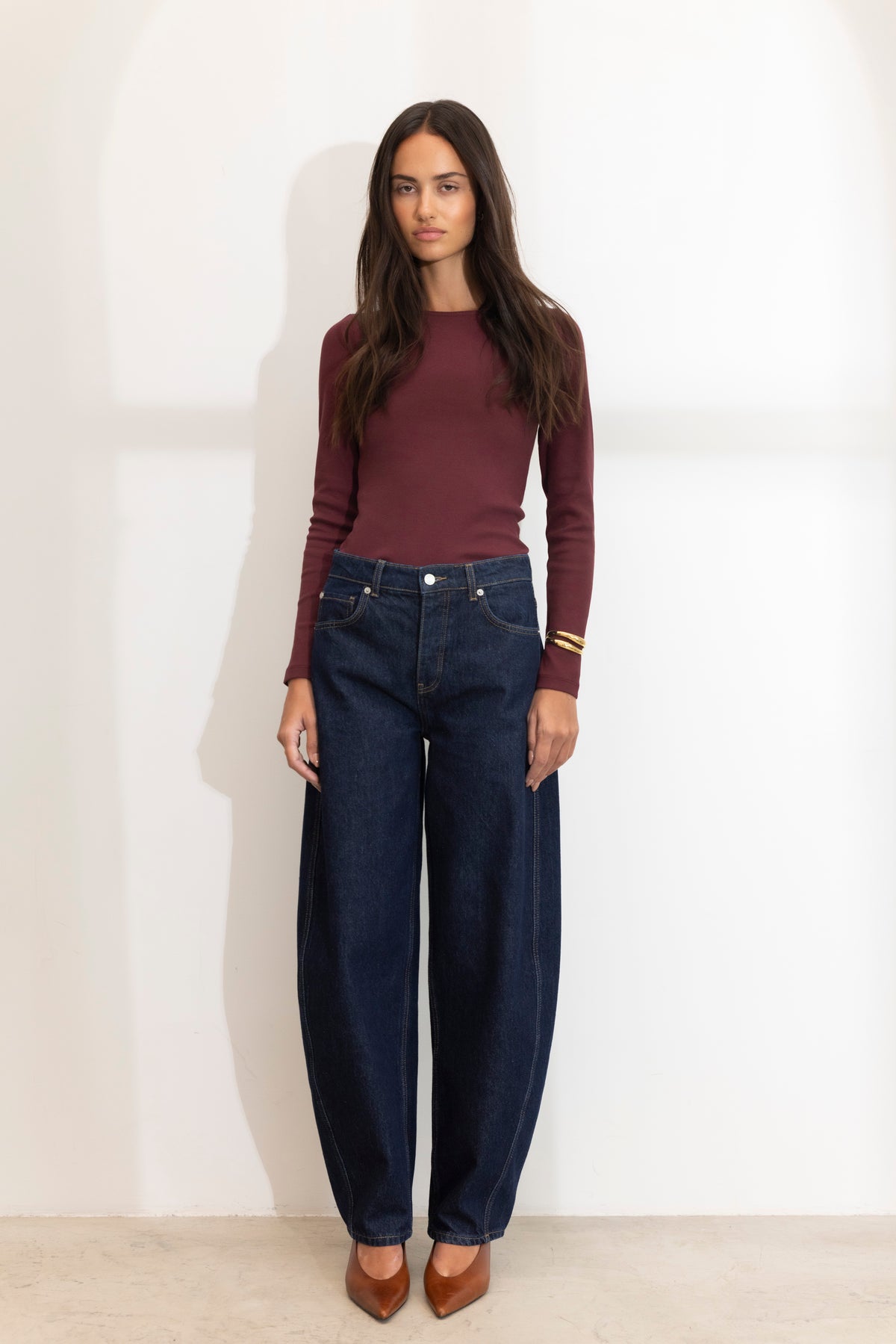 Petronella Rib Boatneck - Deep Plum
