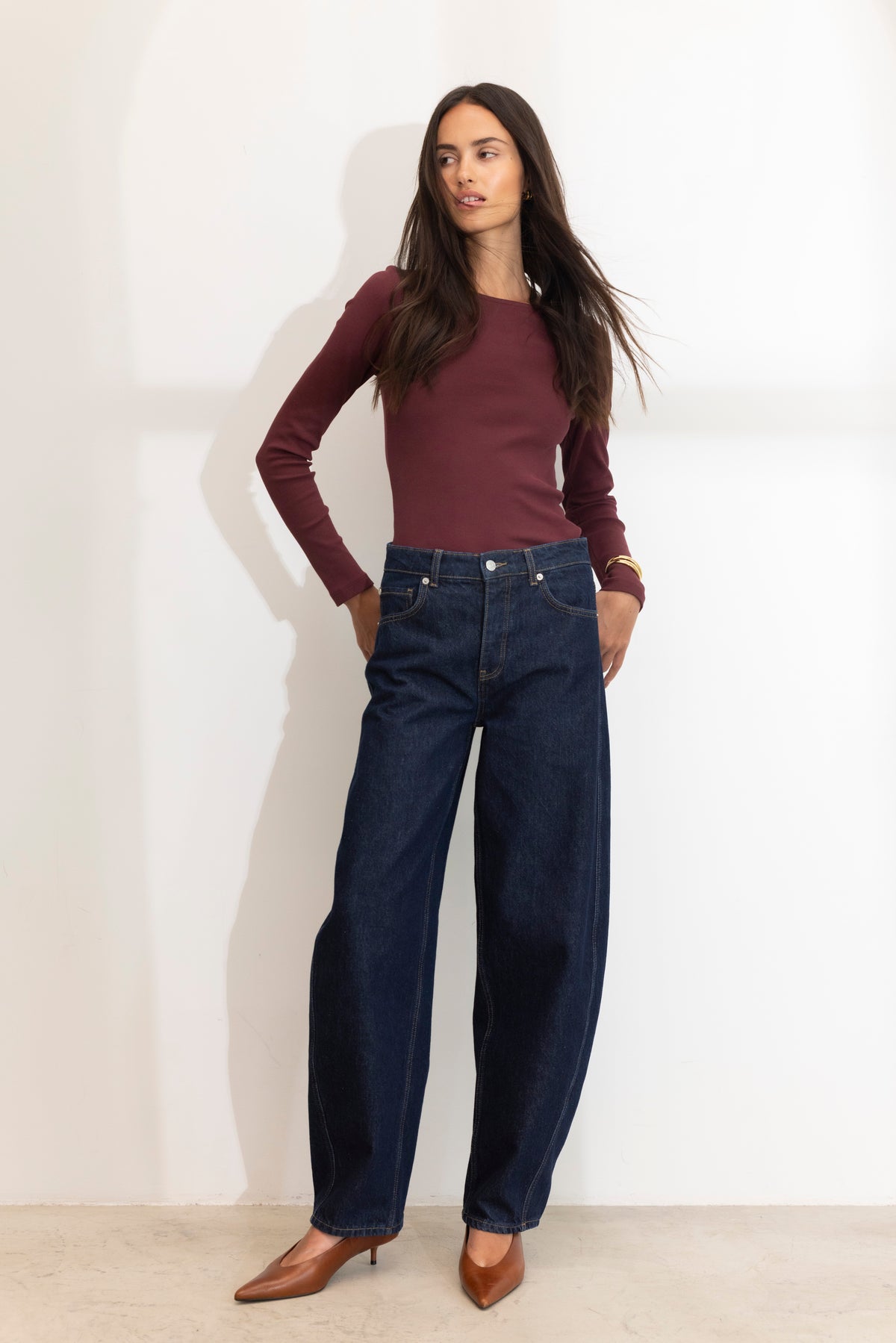 Petronella Rib Boatneck - Deep Plum