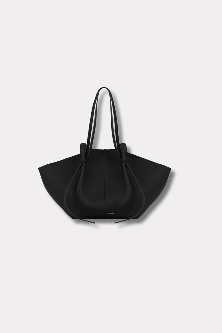Large Mochi- Black Pebble Grained Leather