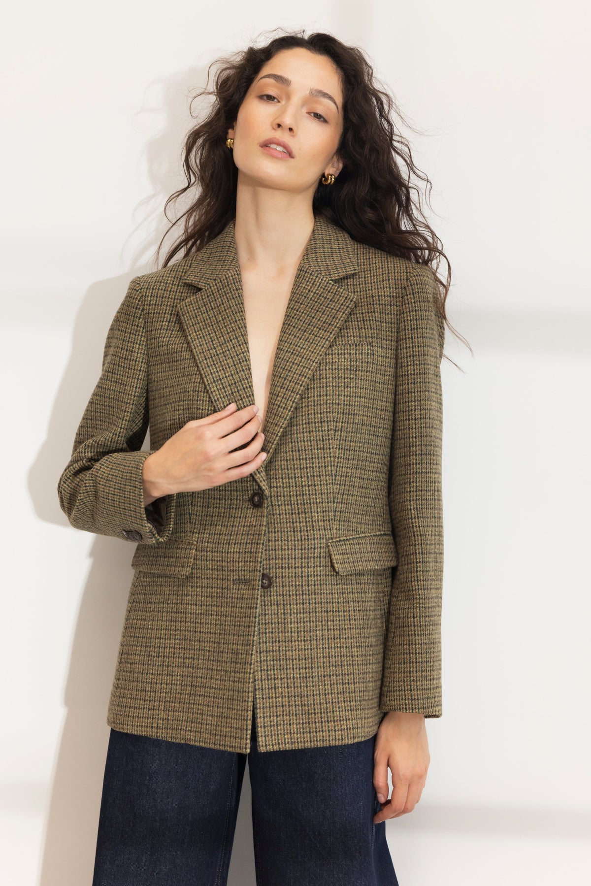 Brook Houndstooth Blazer - Green Houndstooth