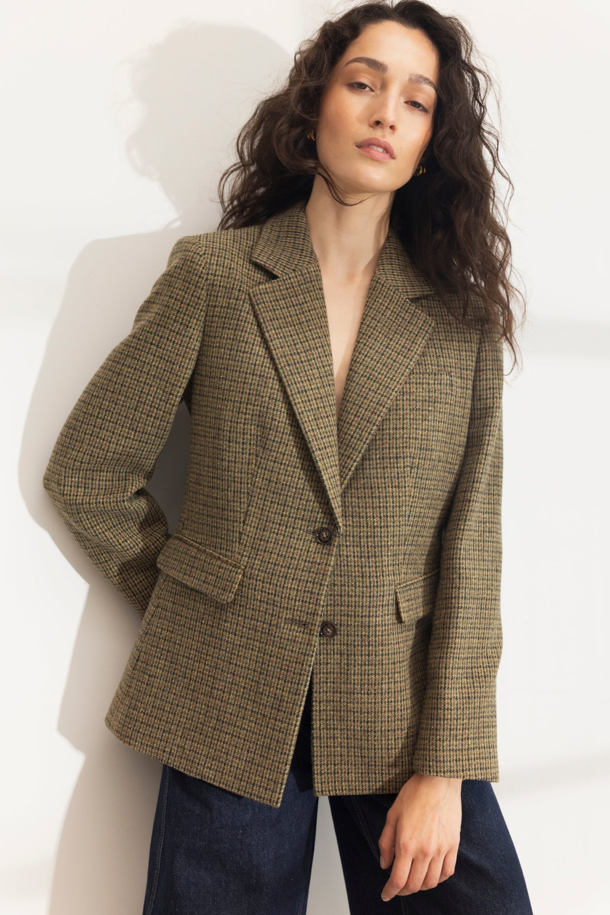 Brook Houndstooth Blazer - Green Houndstooth