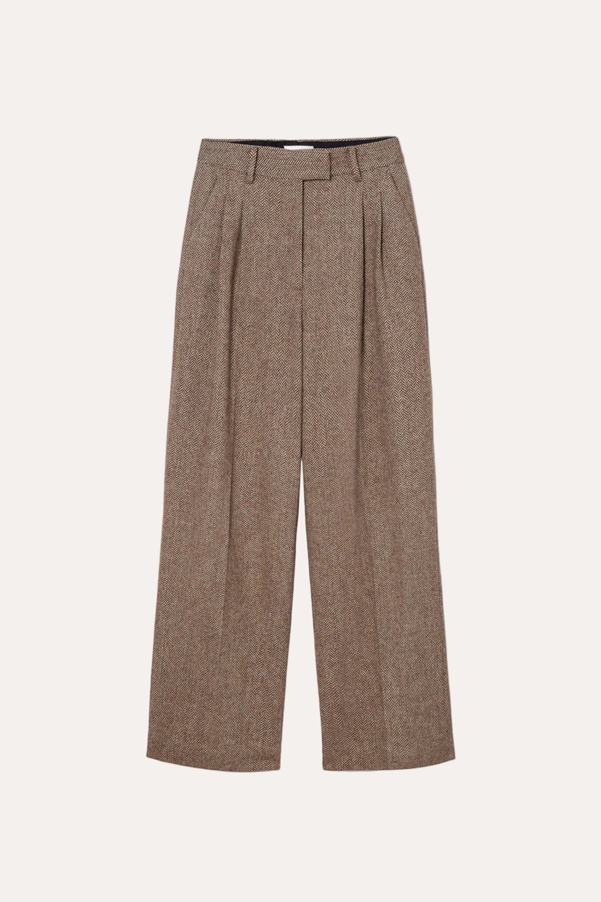 Ava Herringbone Trouser - Cognac