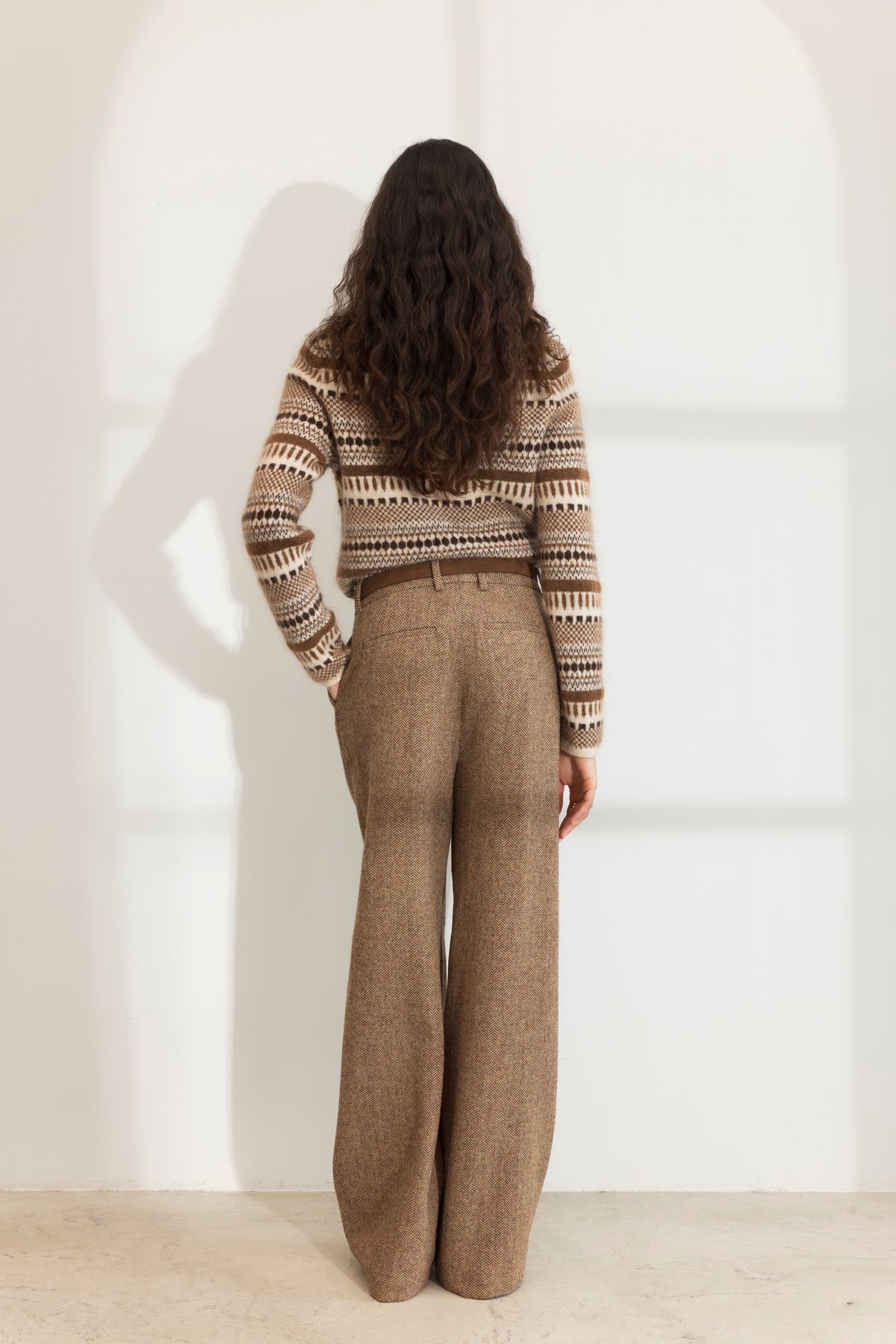 Ava Herringbone Trouser - Cognac