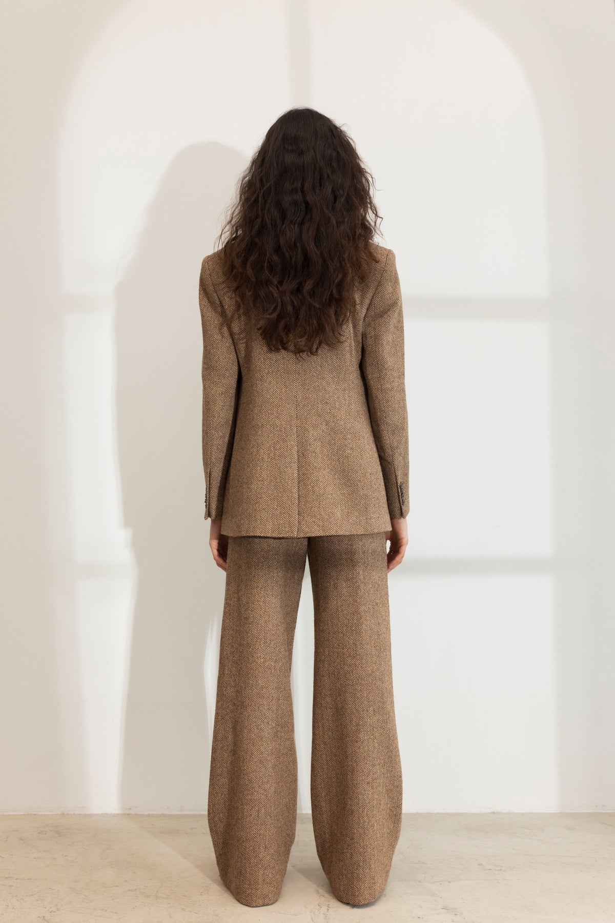 Ava Herringbone Trouser - Cognac