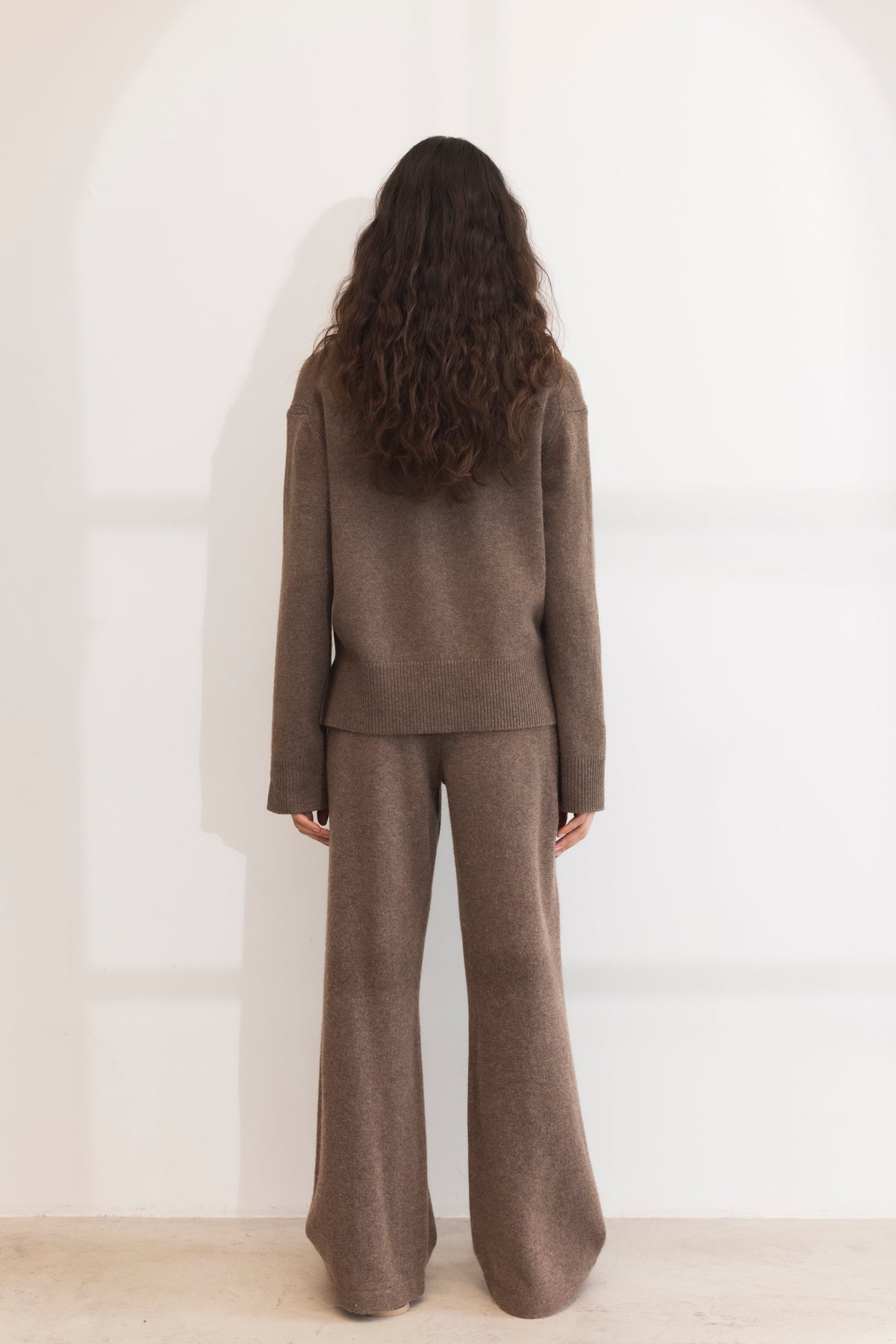 Talia Knit Trouser - Dark Taupe Melange