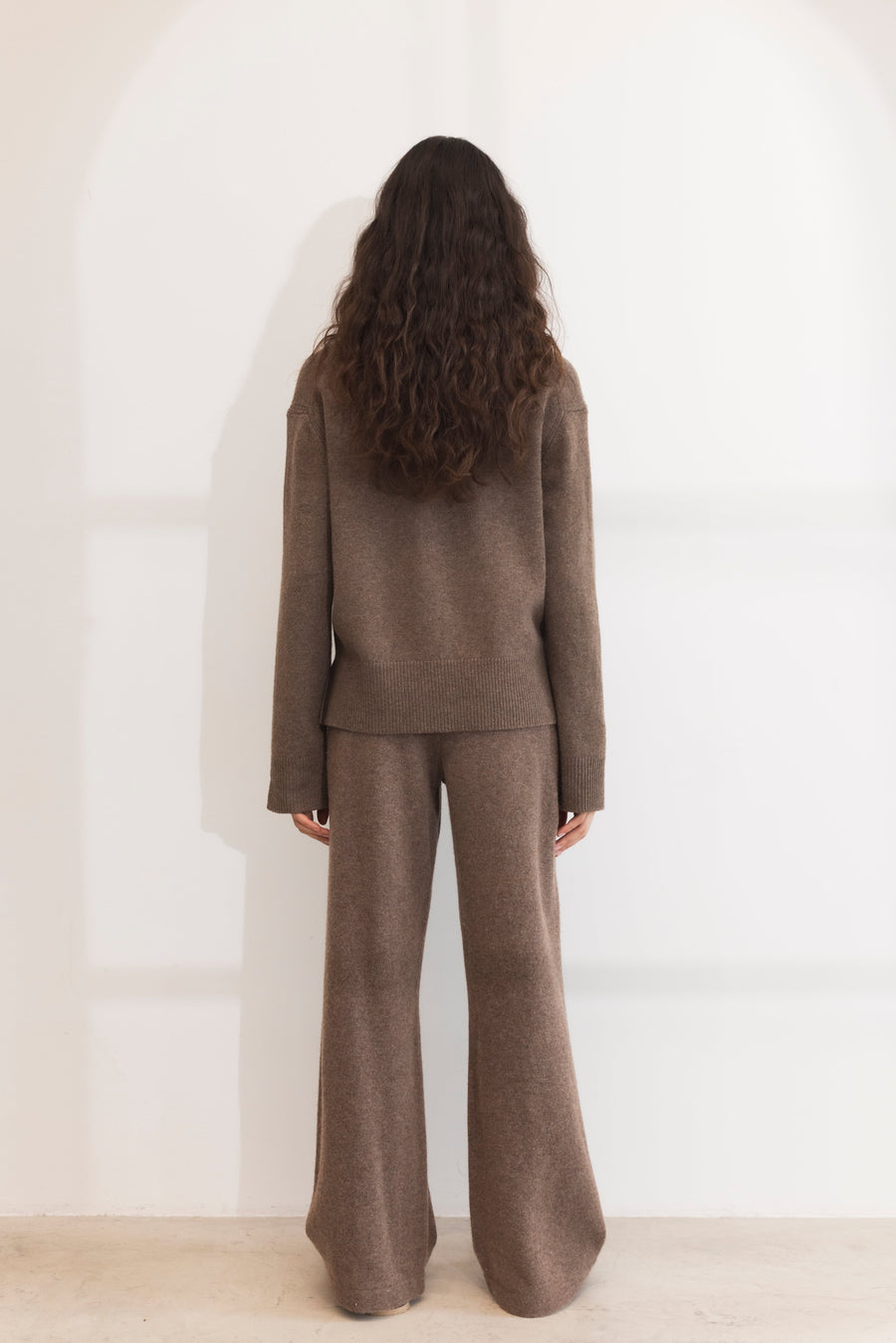 Talia Knit Trouser - Dark Taupe Melange