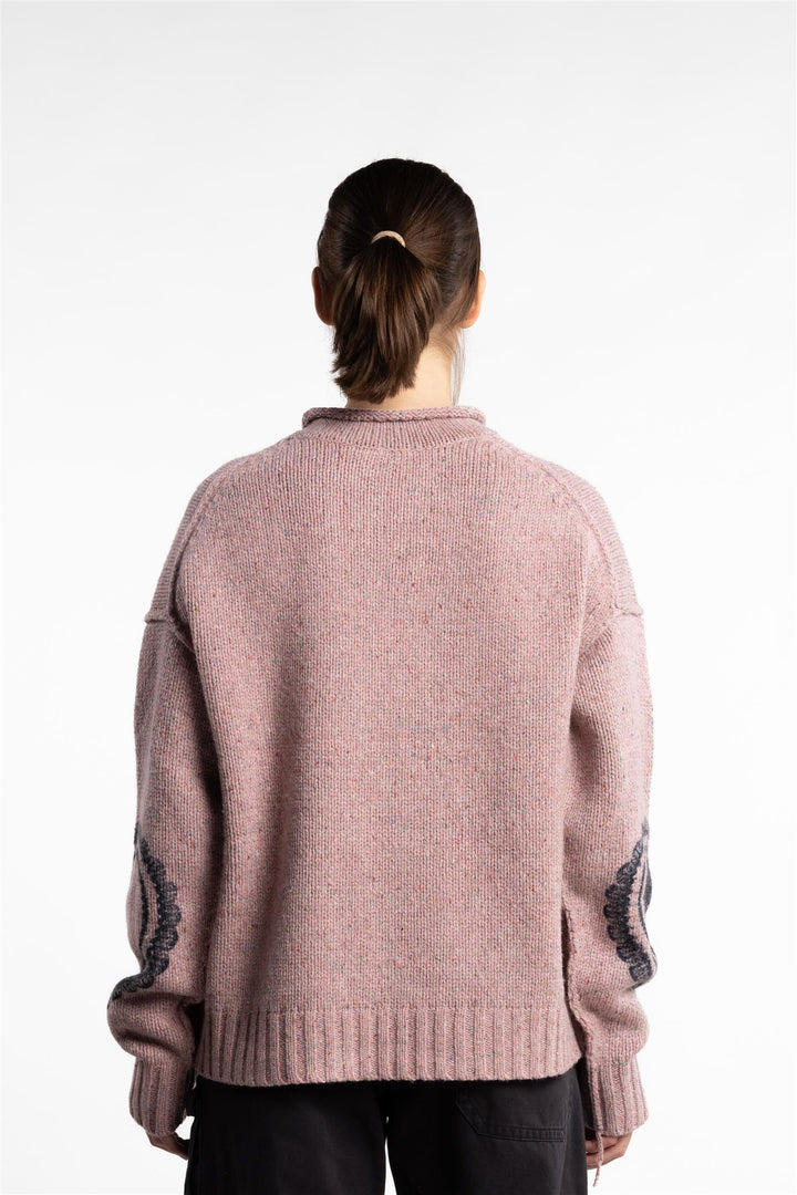 Printed Wool Blend Jumper- Faded Pink