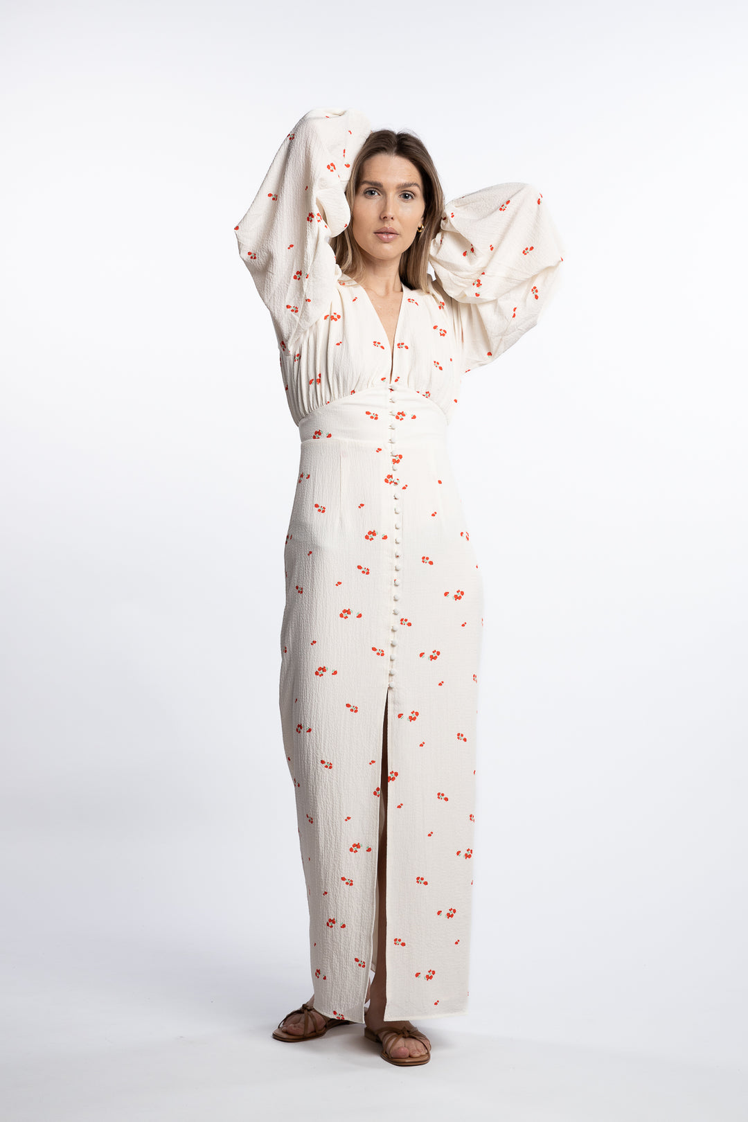 Positano dress- White/Red