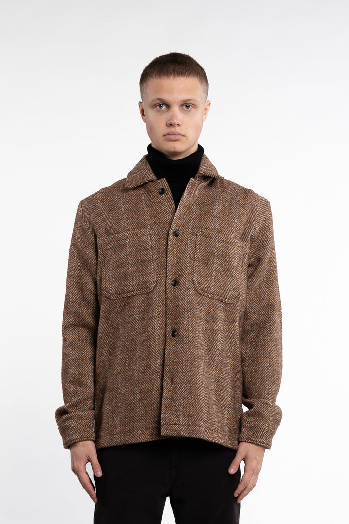 Milian Herringbone Overshirt Coffee Brown/Dark Sand