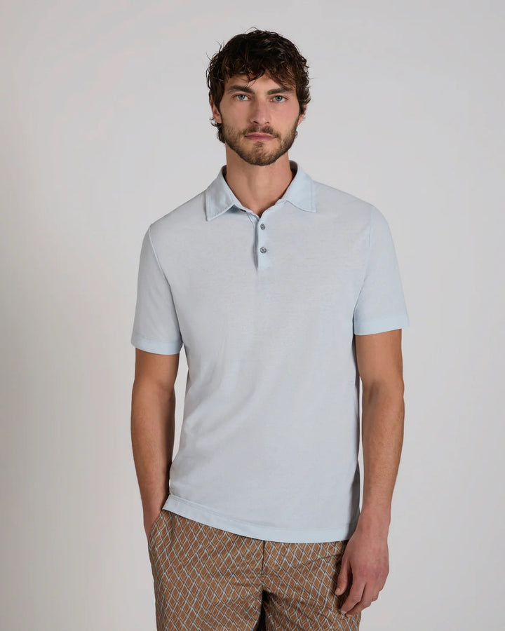 Ice Cotton Short Sleeve Polo Shirt Azzurro Polvere