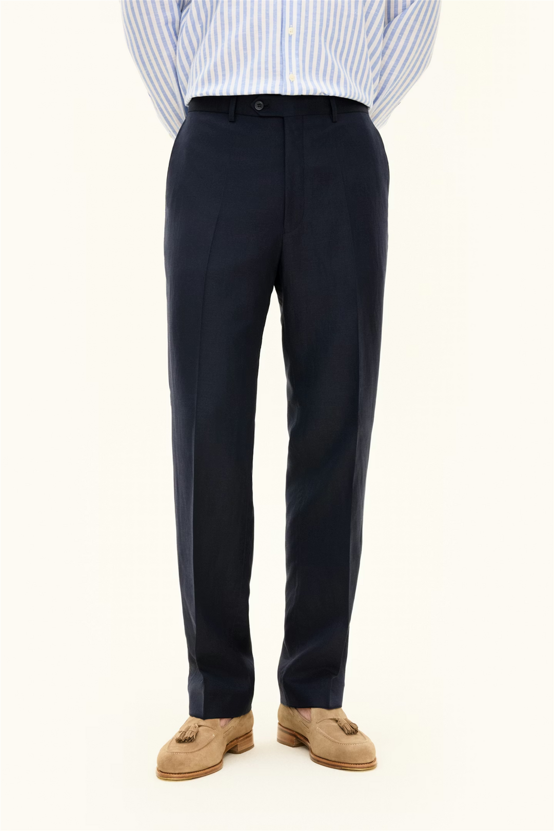 Del Regular Fit Wool/Linen Trousers Navy