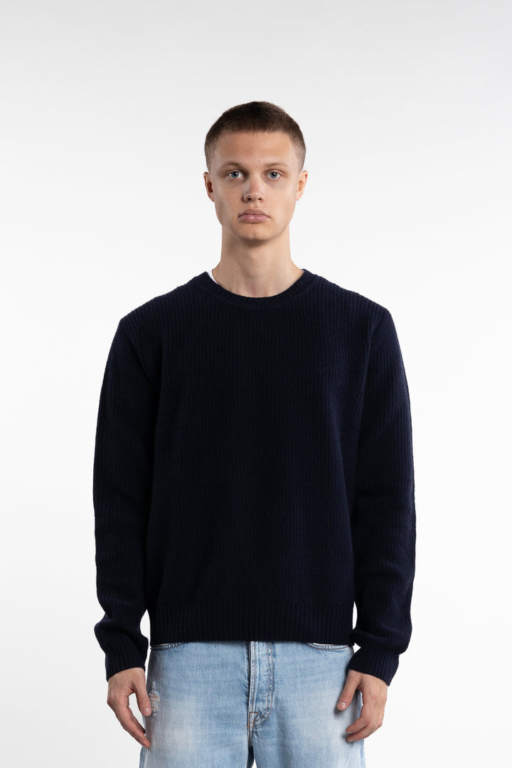 Merino Rib Knit Sweater Dark Blue