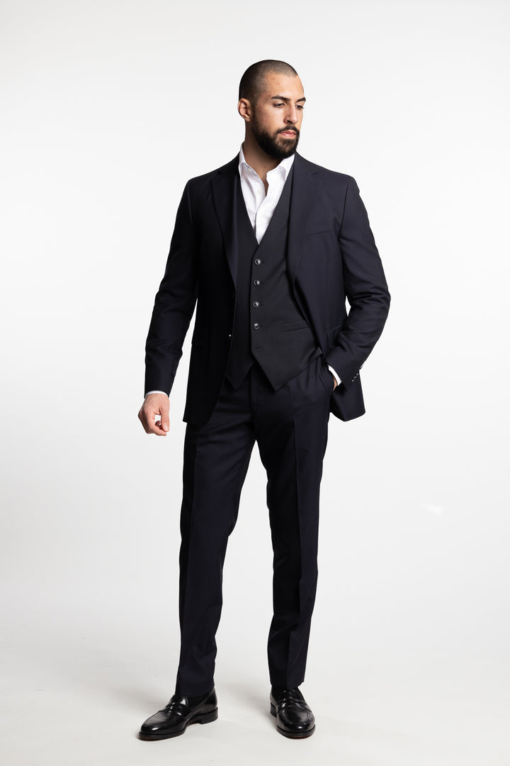 Carlo Slim Fit Wool Waistcoat Dark Navy