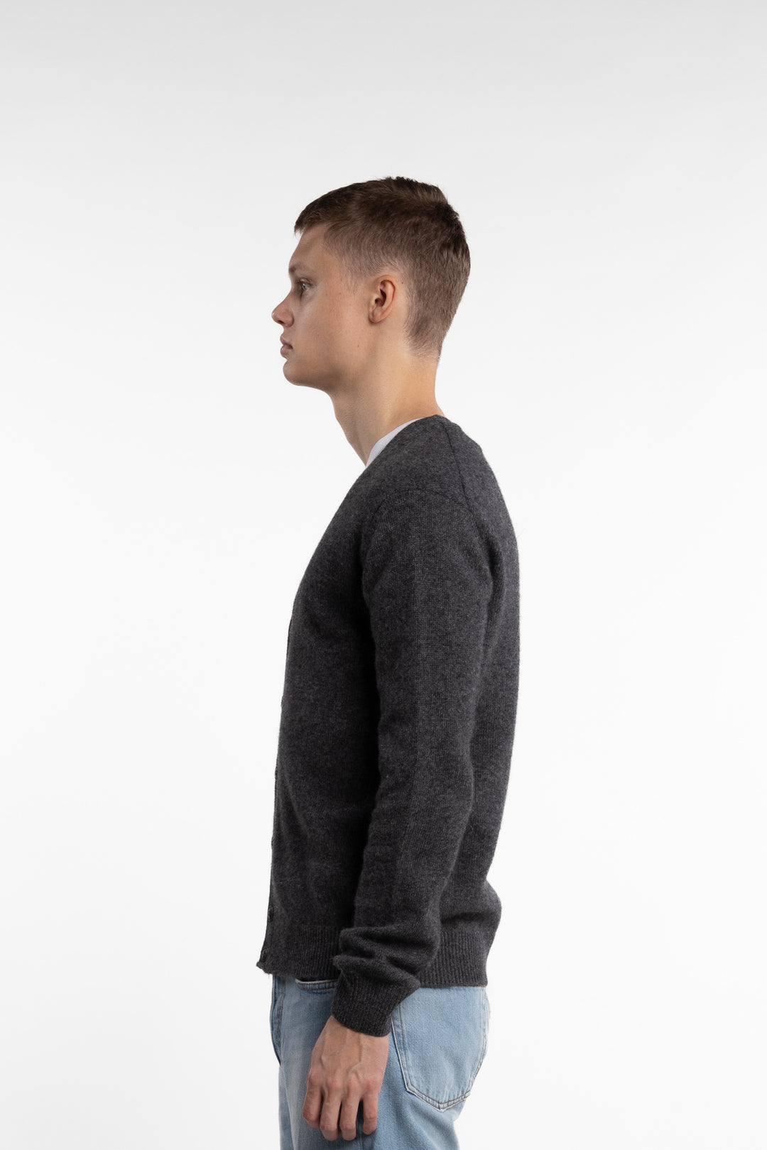 Karl Lambswool Cardigan Dk. Grey