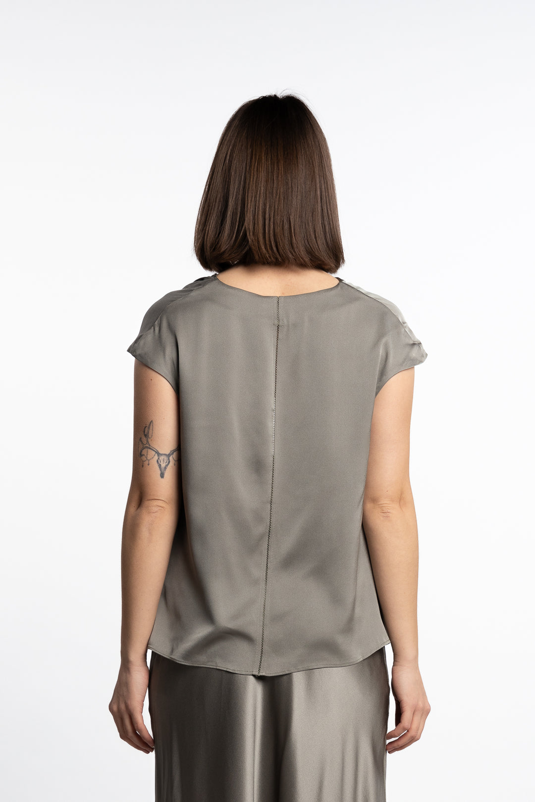 Zia silk top- Light military