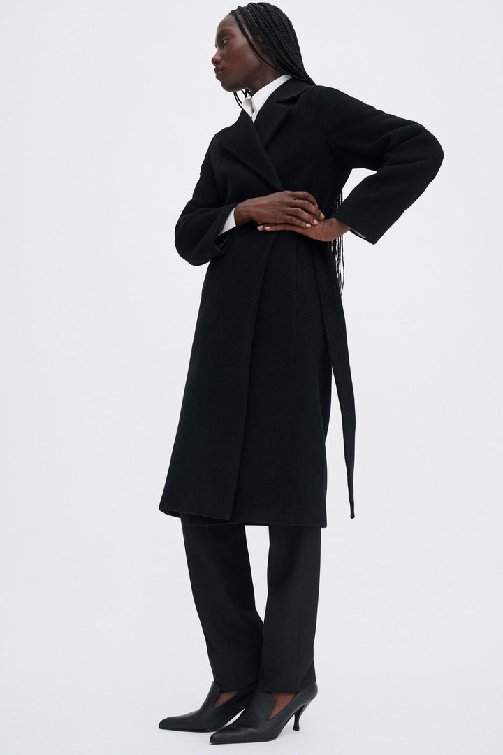Charlotte Wool Belted Coat- Black