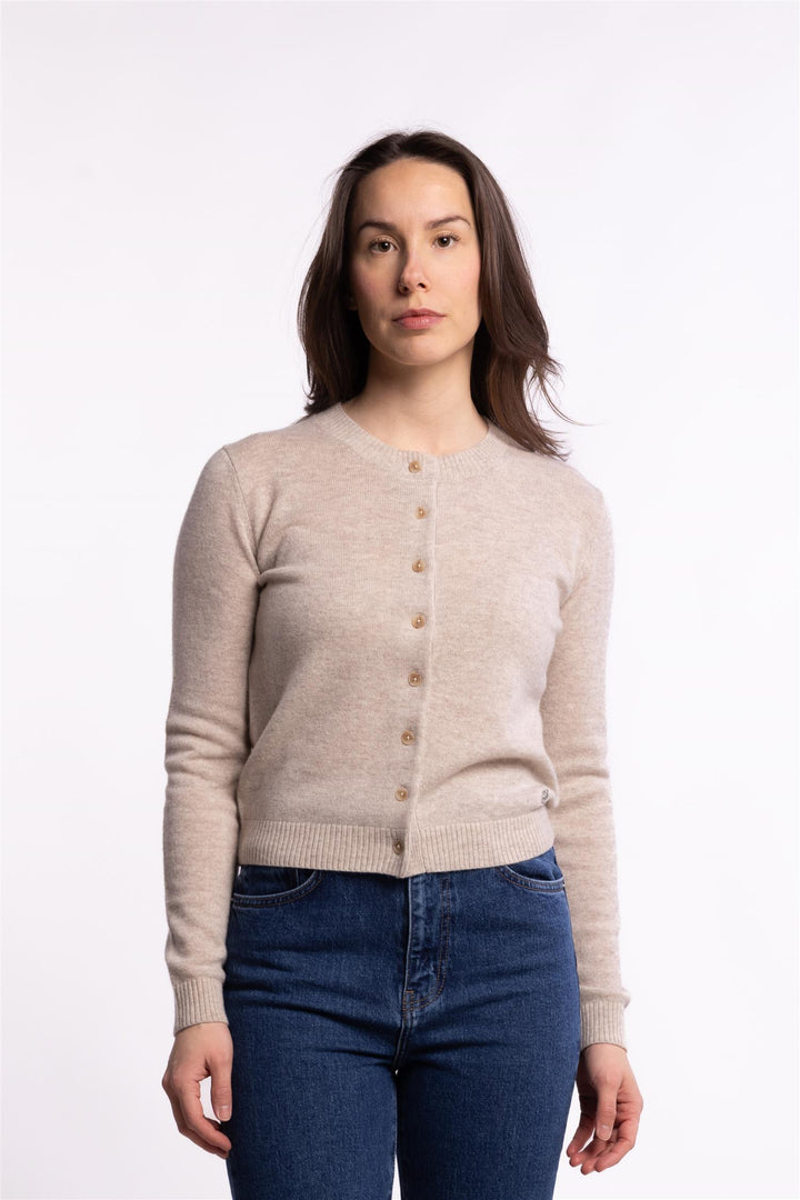 Slim Cashmere Cardigan- Sand