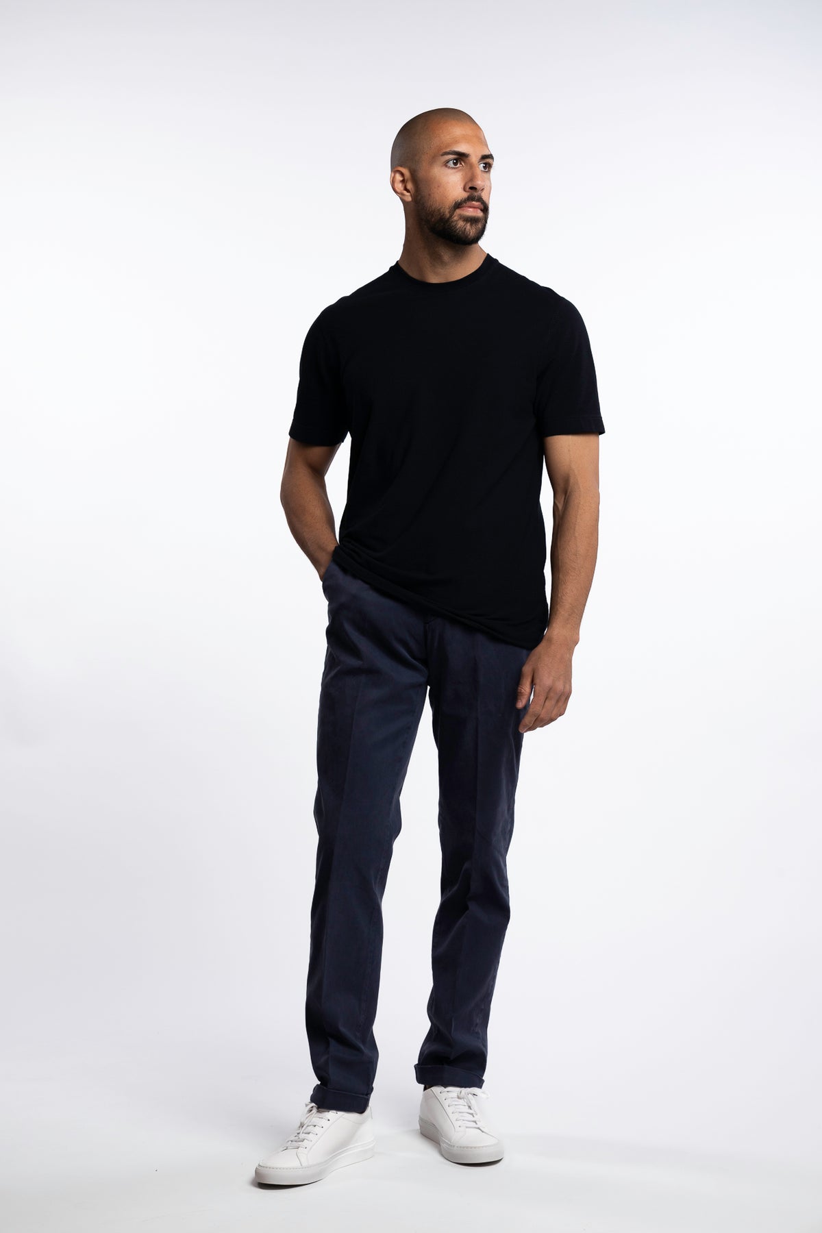 Cotton/Silk Chinos Navy