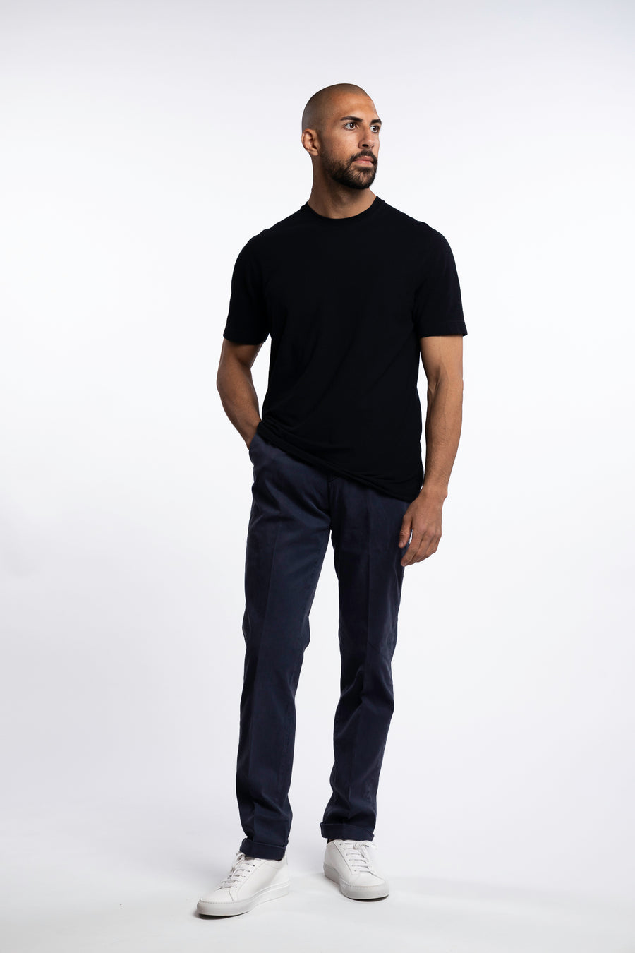 Cotton/Silk Chinos Navy