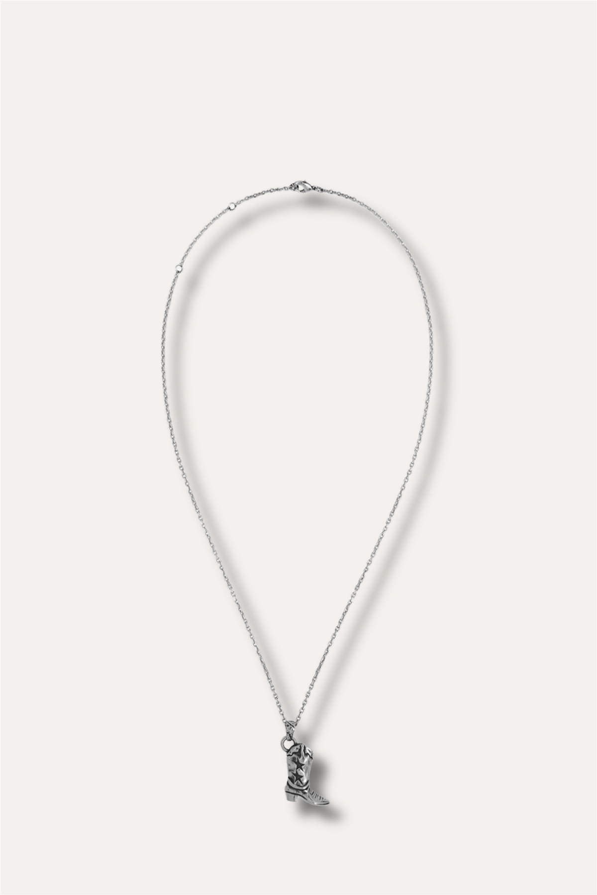 Cowboy Boot Necklace Silver