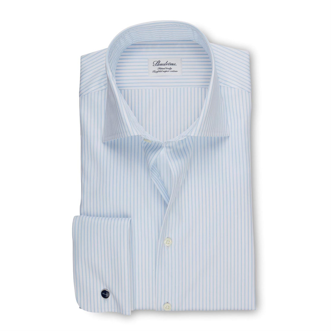 Fitted Body Light Blue Shirt, French Cuffs