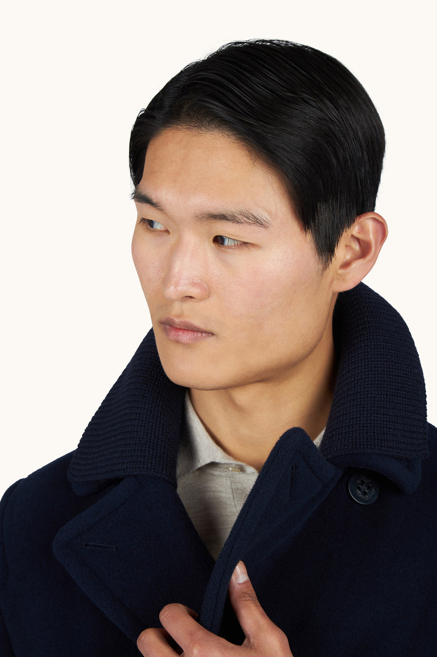 True Peacoat In Wool And Cashmere