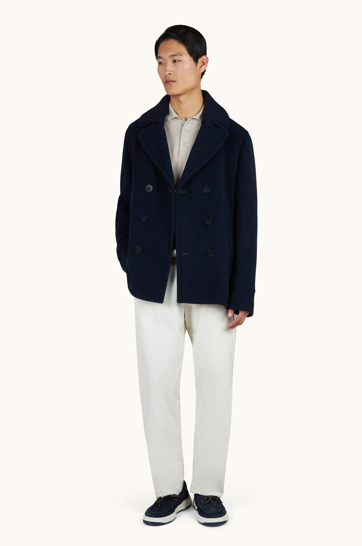 True Peacoat In Wool And Cashmere